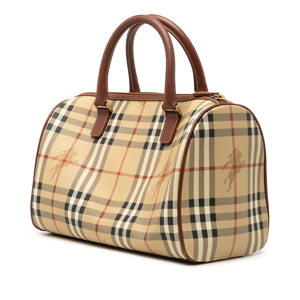 Pre-Loved Burberry Haymarket Check Coated Canvas Boston Bag - Picture 2 of 6